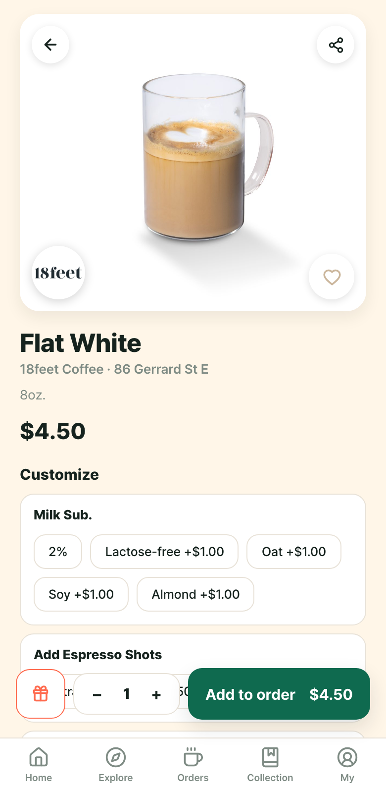 Ordering a flat white on Masigo